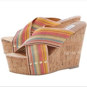Steve Madden Pride Criss Cross Strap Cork Wedge